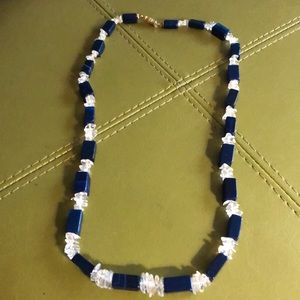 Blue and clear Bead necklace